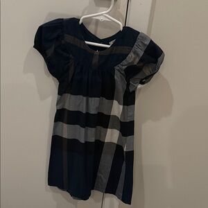 Kids Burberry Navy and Gray Plaid Dress